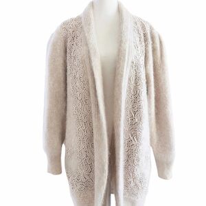 Vintage Marshall Rousso Angora Lace Panel Cardigan Sweater